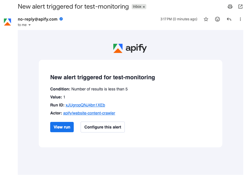 Email notification